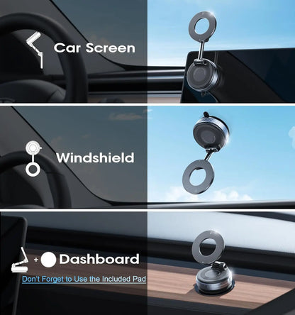 Strong Magnetic Car Phone Holder Foldable 360° Adjustable Vacuum Suction Mount Universal for Car, Desk, Bathroom