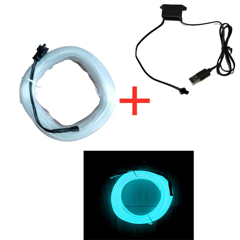 Car Interior Decorative Lamps Strips Atmosphere Lamp Cold Light Decorative Dashboard Console Auto LED Ambient Lights 1/2/3/4/5M