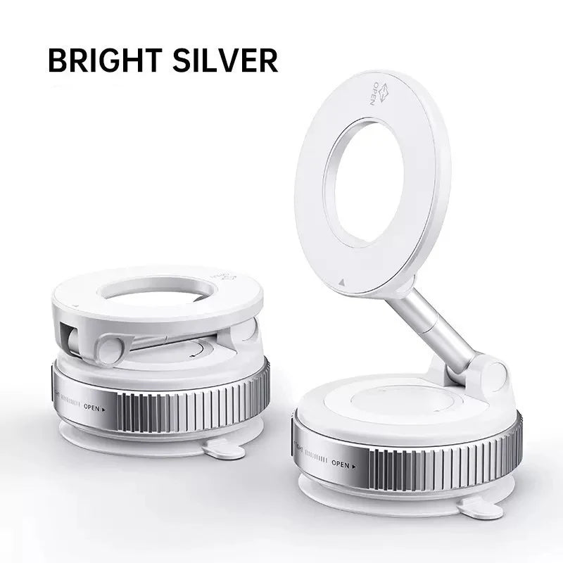 Strong Magnetic Car Phone Holder Foldable 360° Adjustable Vacuum Suction Mount Universal for Car, Desk, Bathroom