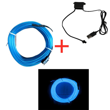 Car Interior Decorative Lamps Strips Atmosphere Lamp Cold Light Decorative Dashboard Console Auto LED Ambient Lights 1/2/3/4/5M